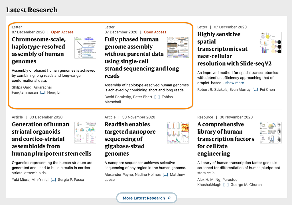 Recent publications on phased genome assemblies