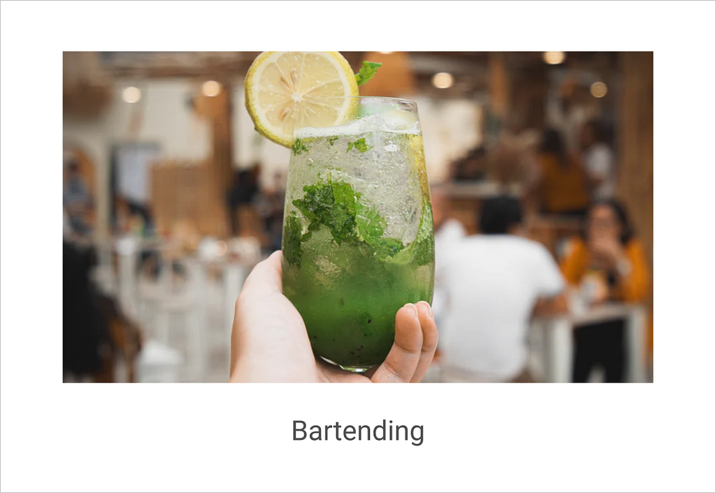 A Mojito picture with the basic level name “Bartending”