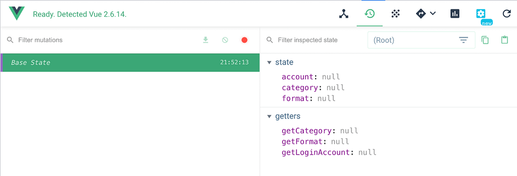 Time travelling through states using Vue JS Dev Tools