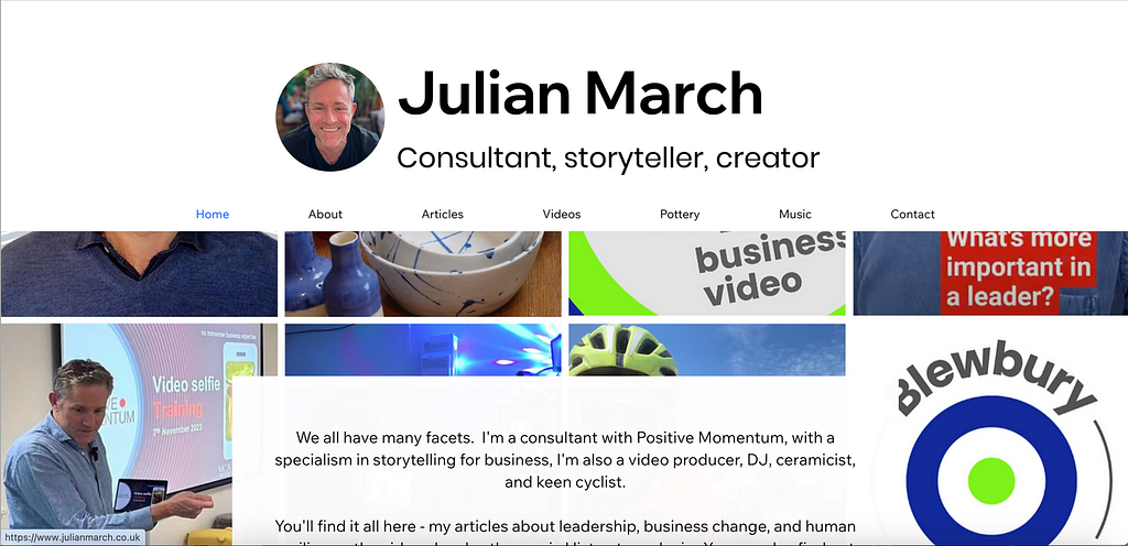 Screen grab of my new website julianmarch.co.uk