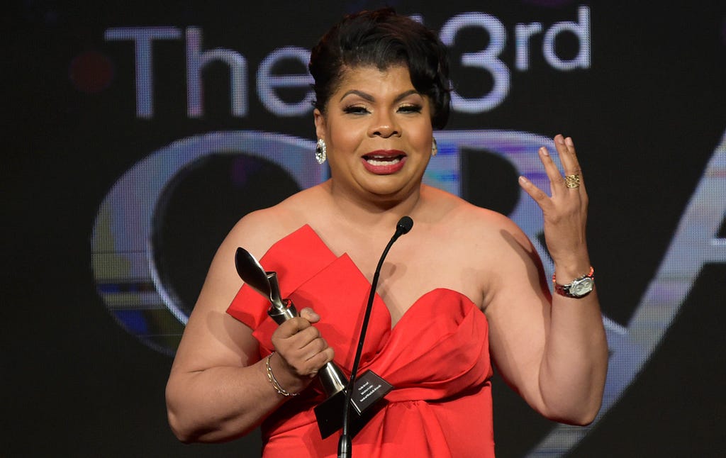 April Ryan receiving a national award for “On the Record” during 43rd annual Gracie Awards. 2018