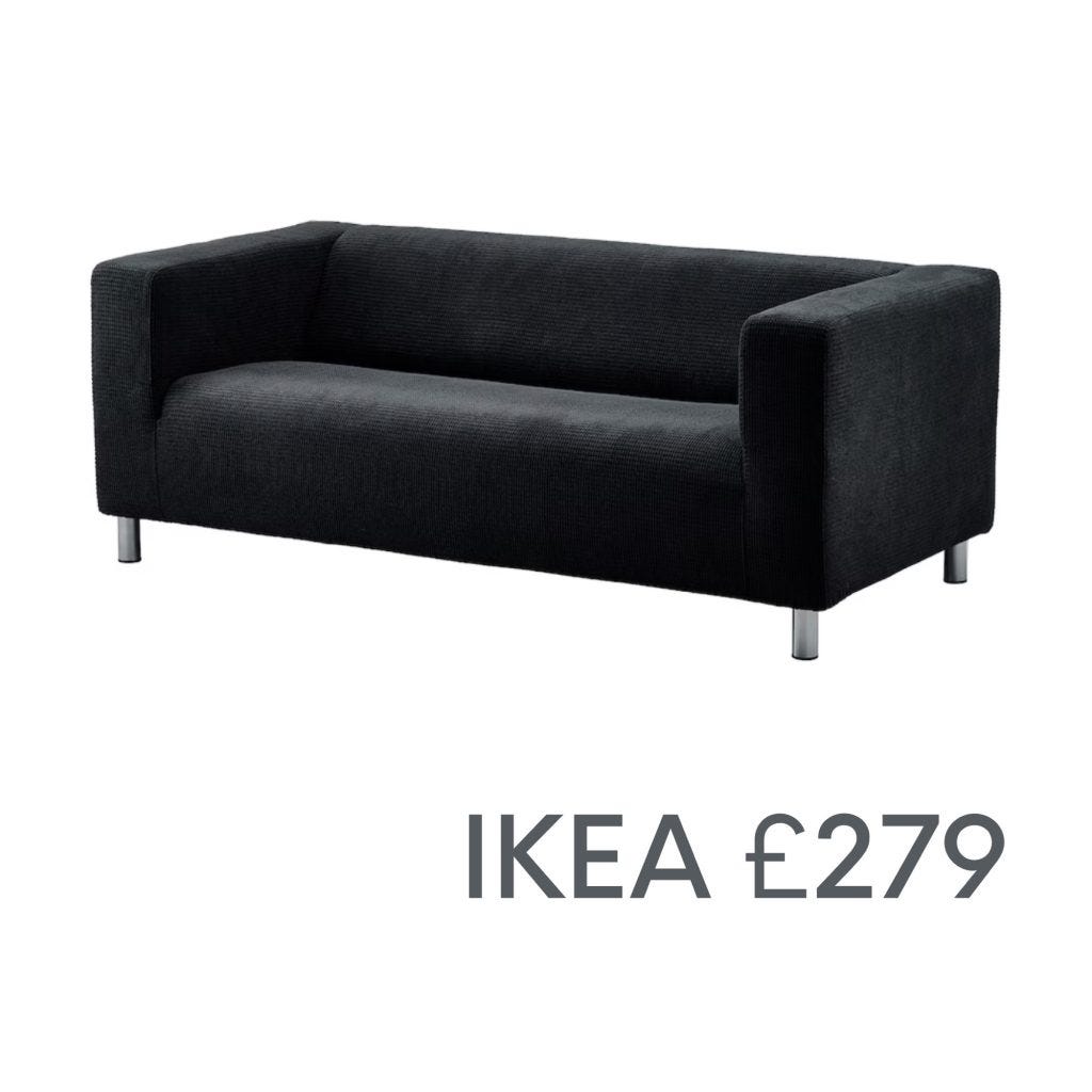 Brochure picture of IKEA sofa that costs £279