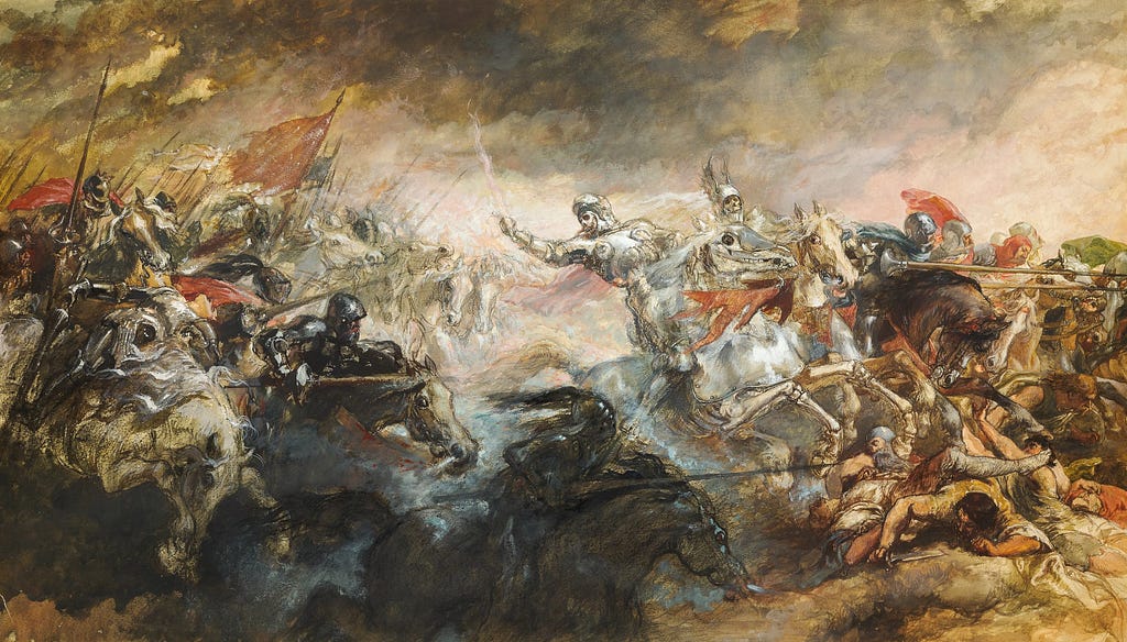 painting of a battle.