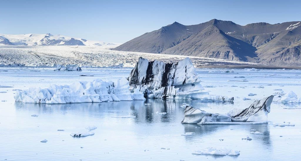 Glaciers in Iceland melting during climate change