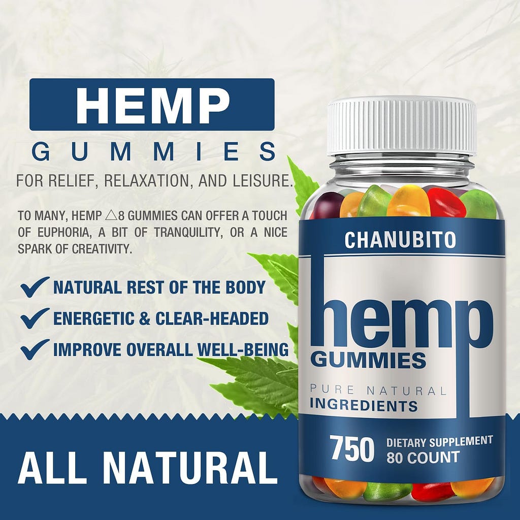 1 Pack Hemp Gummies 100% Natural Organic Hemp Supplement for Adults - High Potency Pure Hemp Oil Extract Edibles Gummy - Vegan, Non-GMO