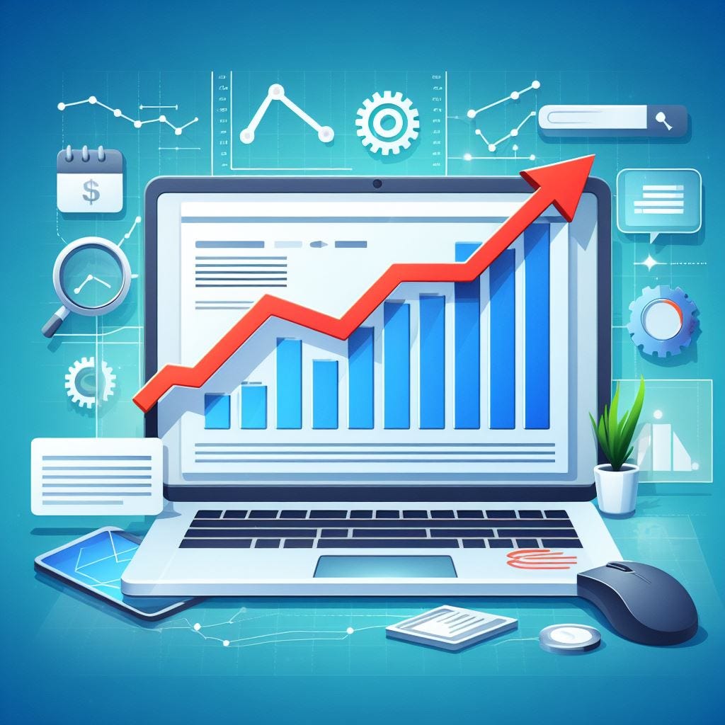 An illustration of a website traffic graph showing an upward trend.