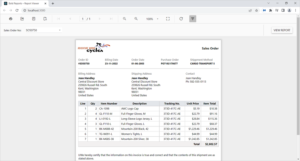 Preview Image for Report Viewer Component in a React Application | Reporting Tools