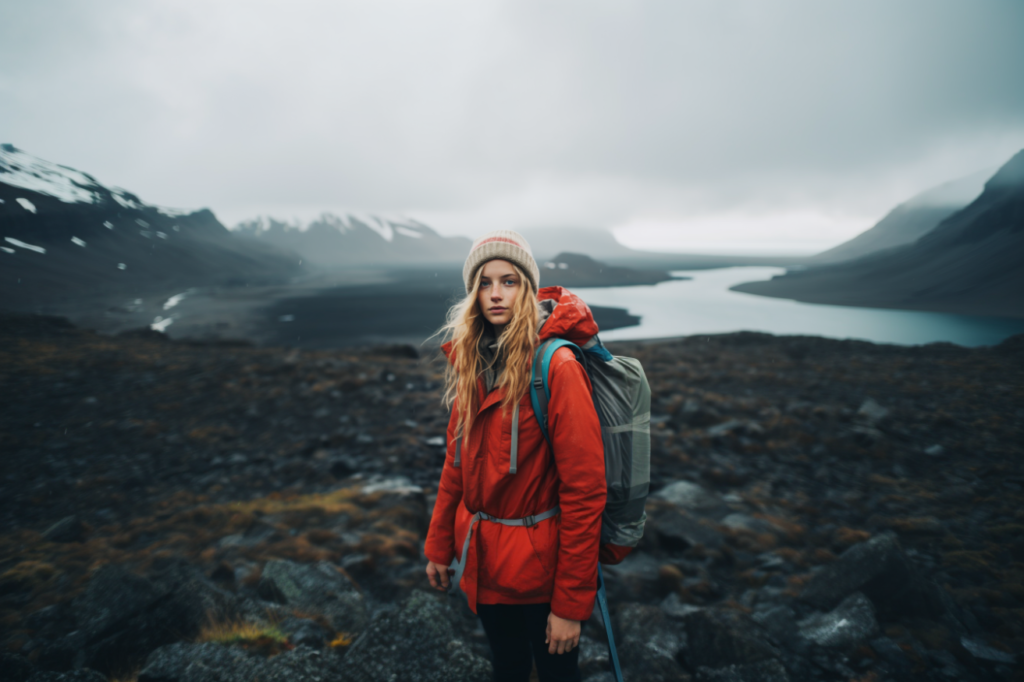 Young woman with a backpack enjoying an adventurous journey with travel insurance.