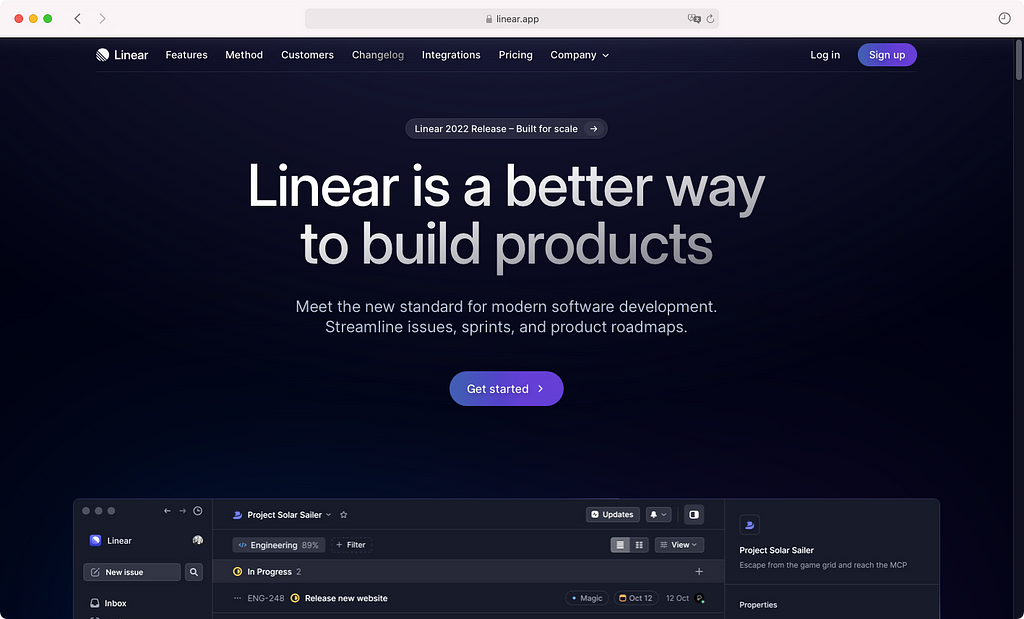 Linear Landing Page