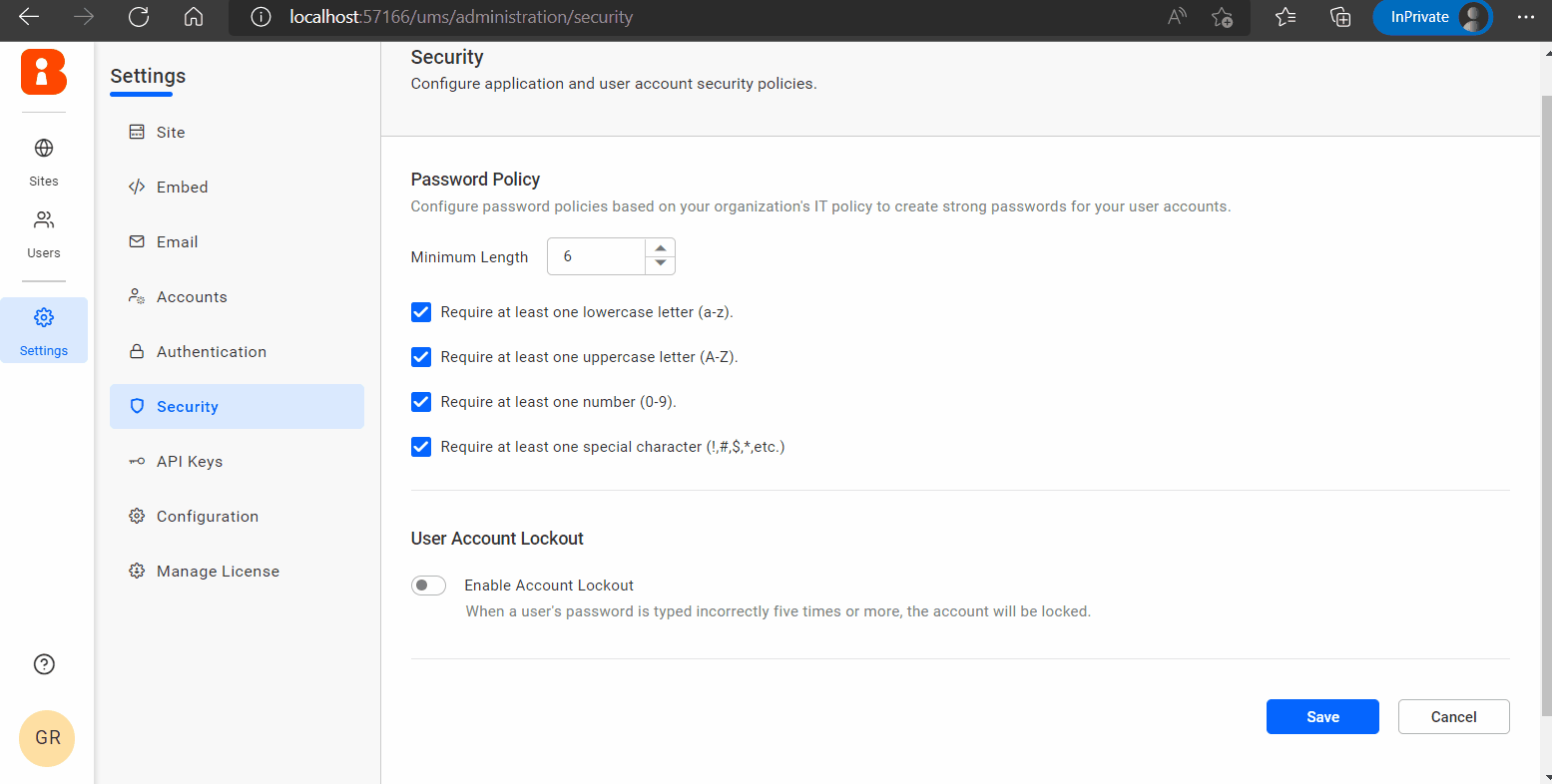 Lock accounts support