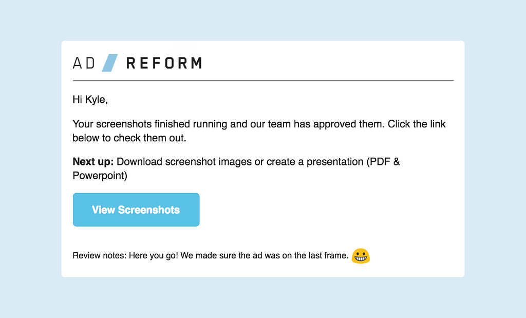 Ad Reform automates programmatic ad screenshots and sends notifications