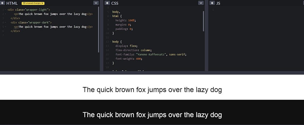 How to implement dark mode in website — Example of variable font