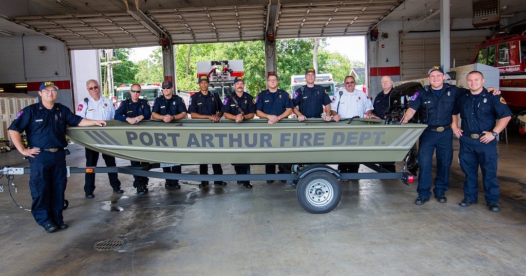 Port Arthur Fire Department donation from Rebuild Texas Fund after Hurricane Harvey