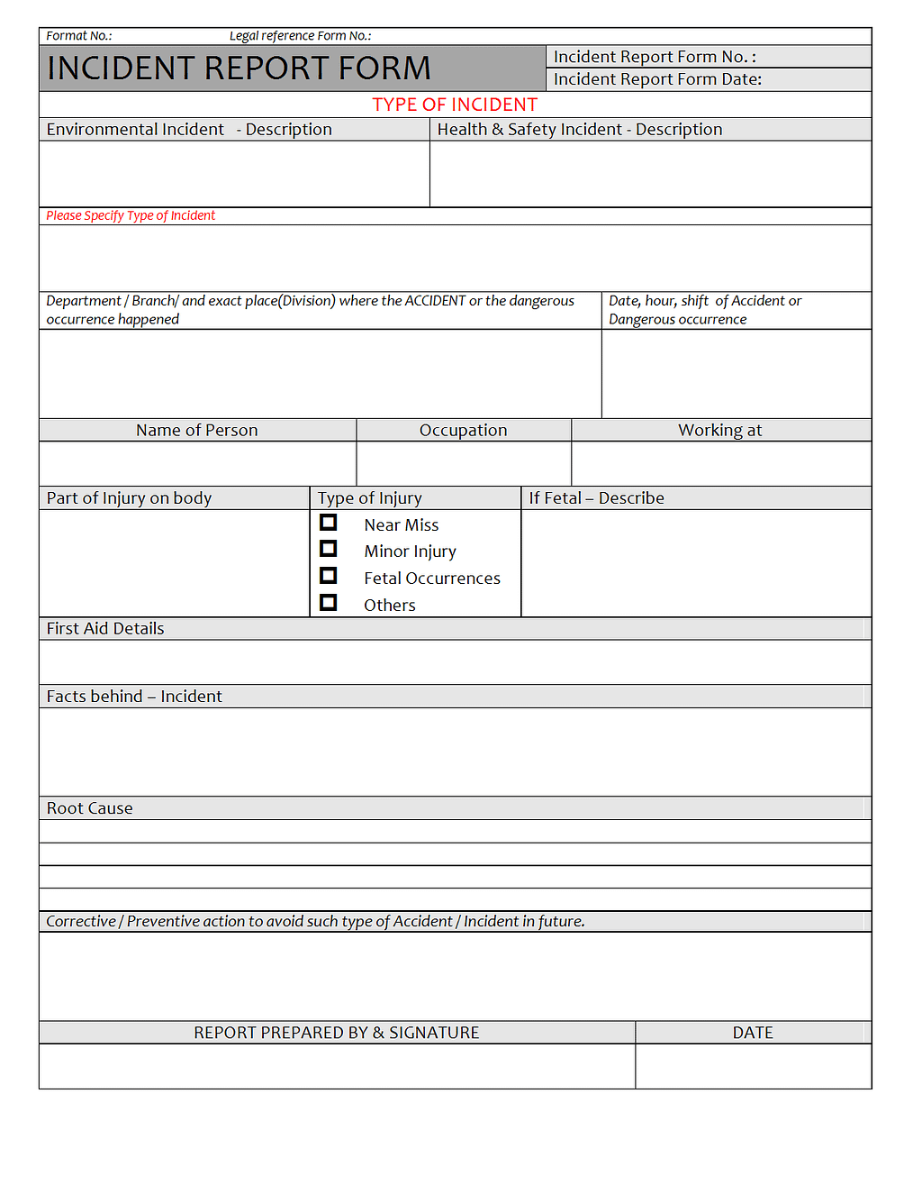 21+ Free Incident Report Template Word Excel Formats