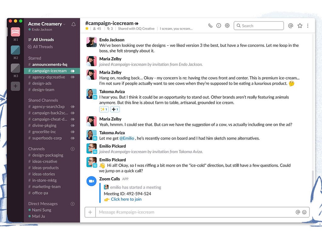 Slack shared channels