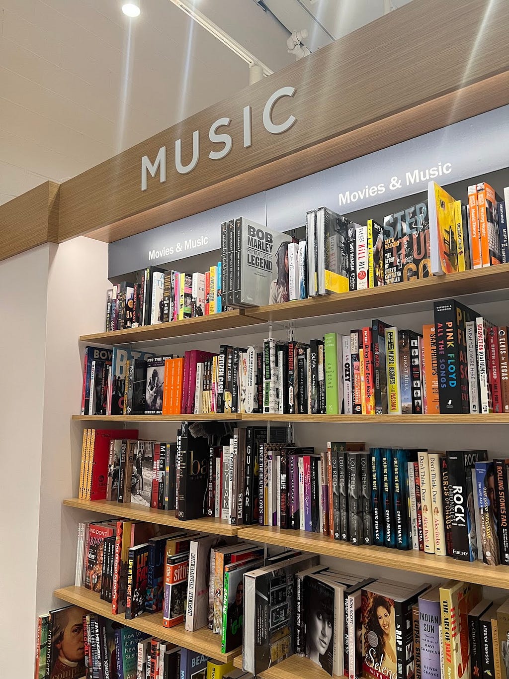 An image of the music book section of Barnes and Noble.