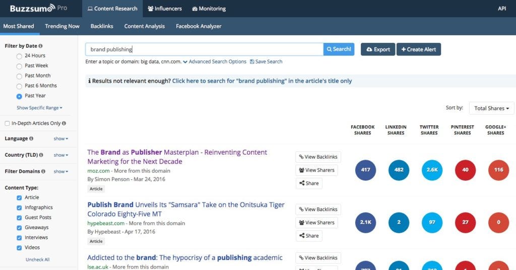 content research tool in buzzsumo