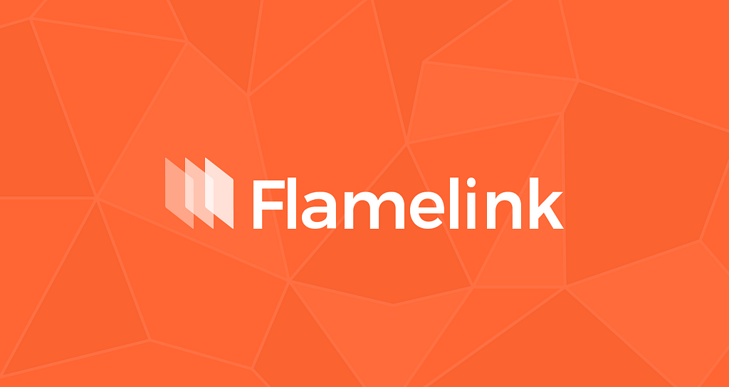Flamelink logo on geometric field of orange.