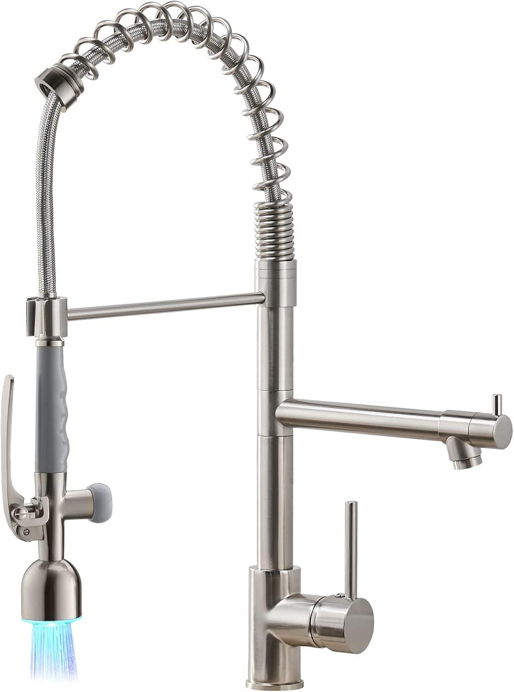 Fapully Commercial Pull Down Kitchen Sink Faucet with Sprayer Brushed Nickel