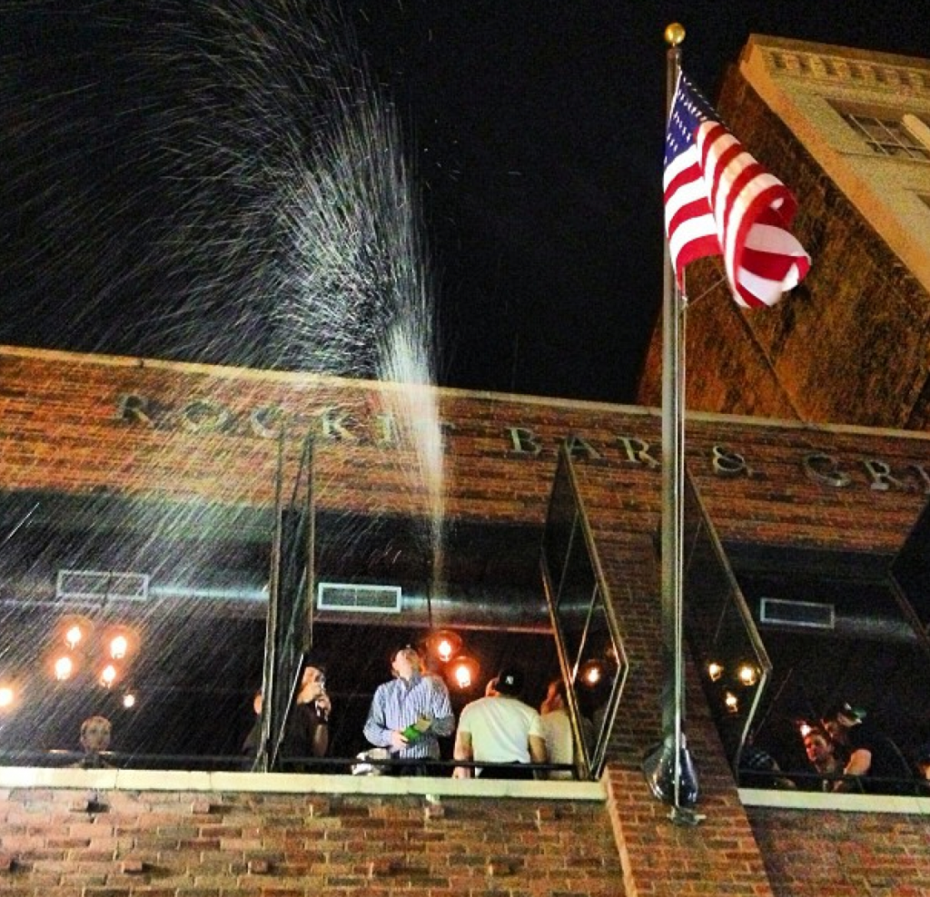 Patrick Kane sprays champagne