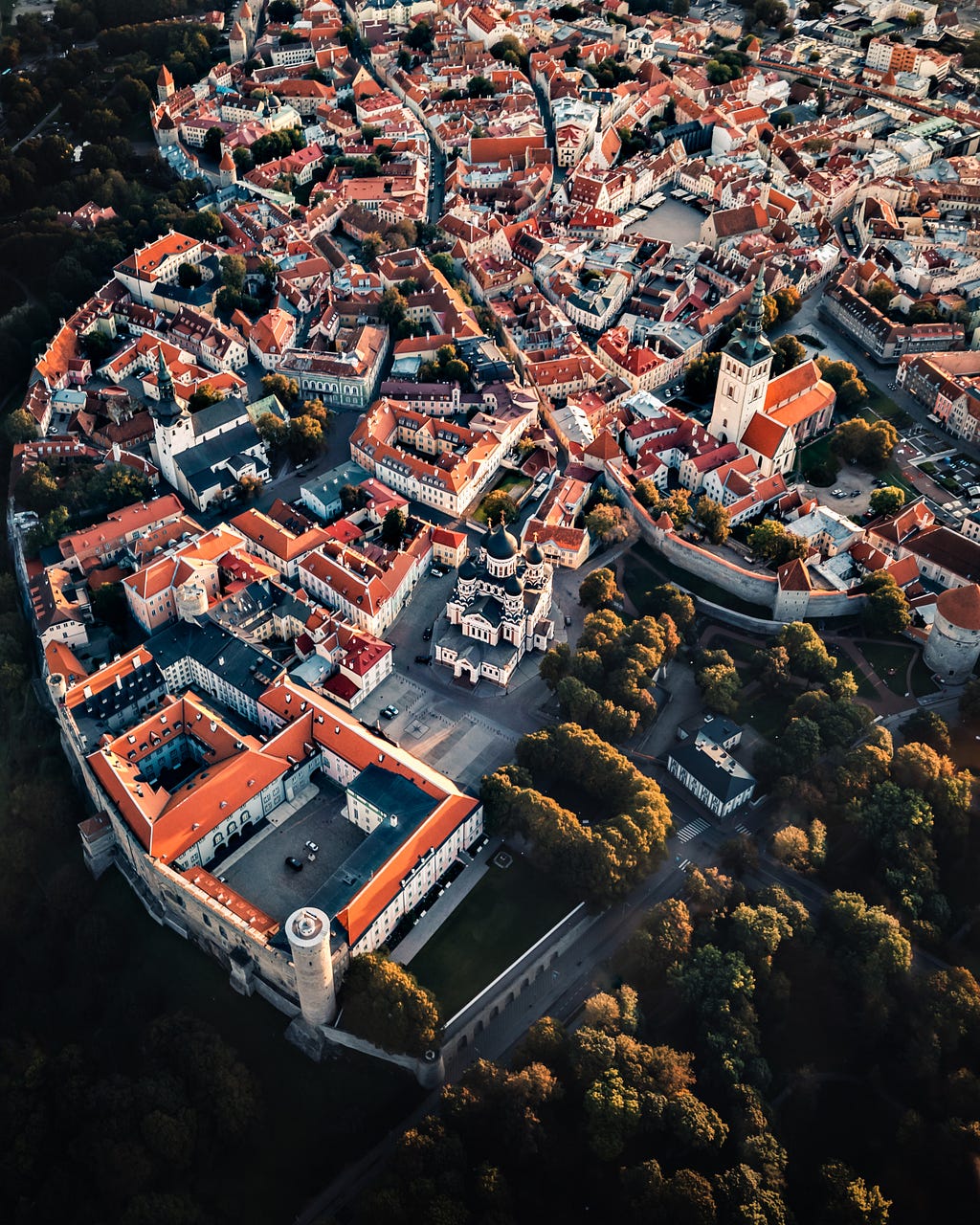 Medieval city from birds eye view