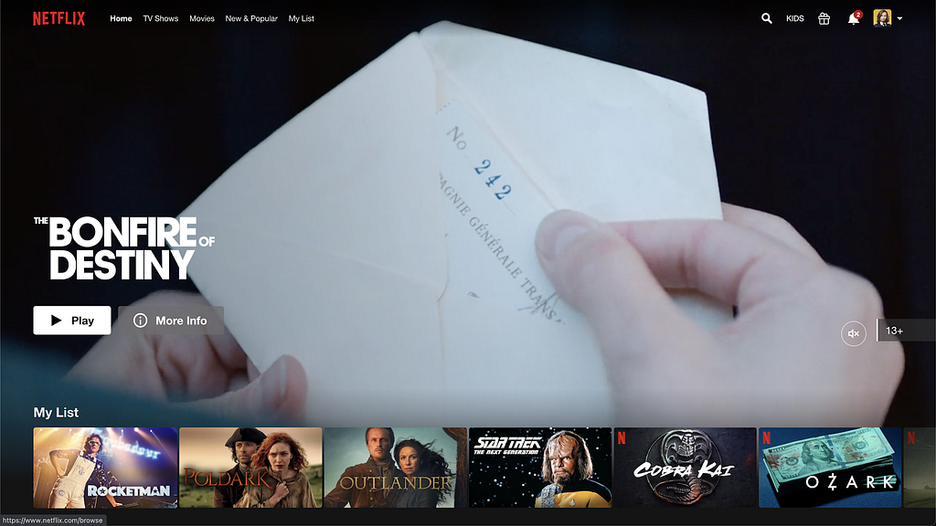 Screenshot of Netflix autoplay