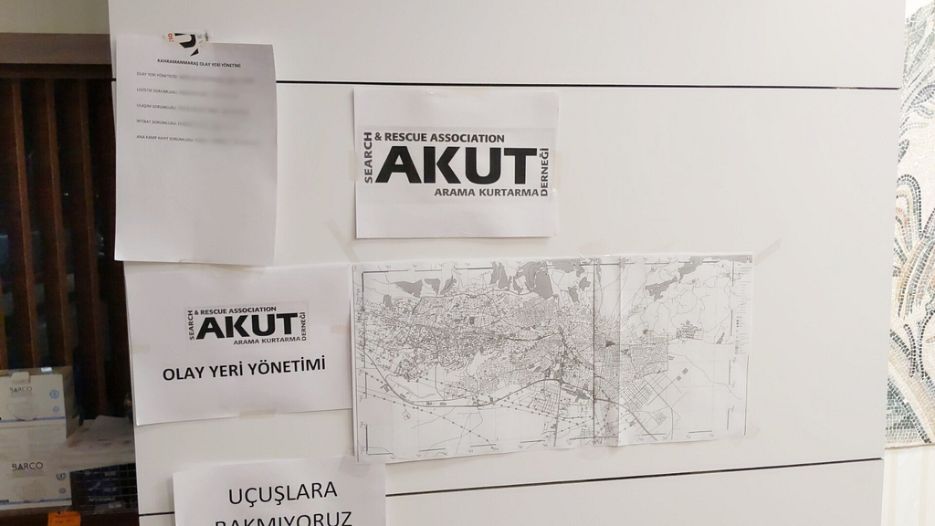 Map from AKUT (photo): being used for coordination in the field