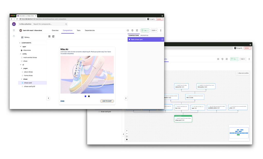 An independent product component: watch the auto-generated dependency graph