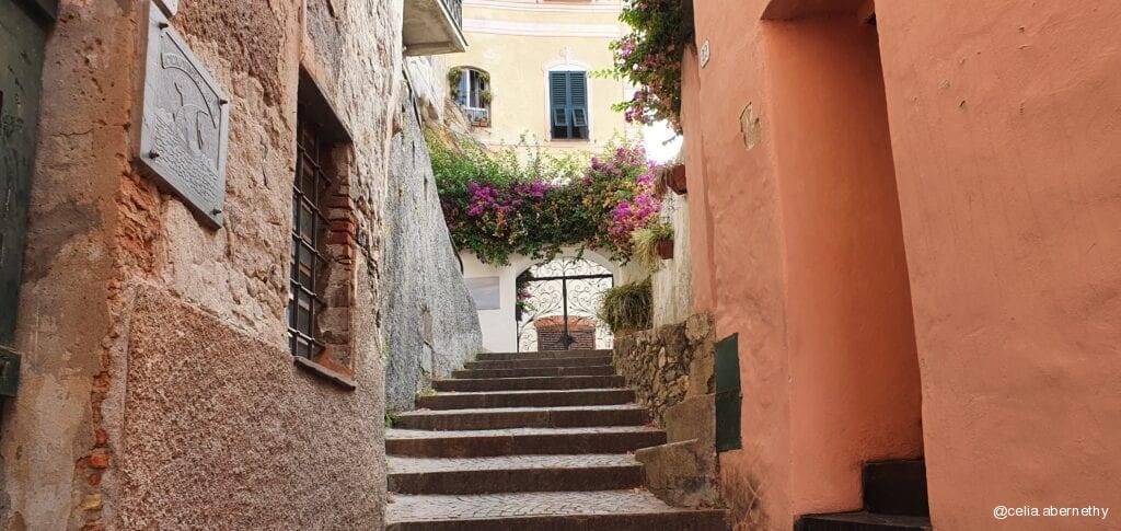 Stone staircase in Cervo, Italy