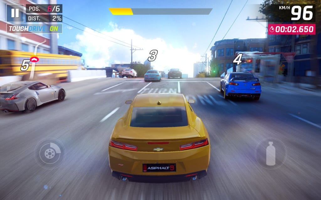 Asphalt 9 racing in-game screenshot on Pad 6