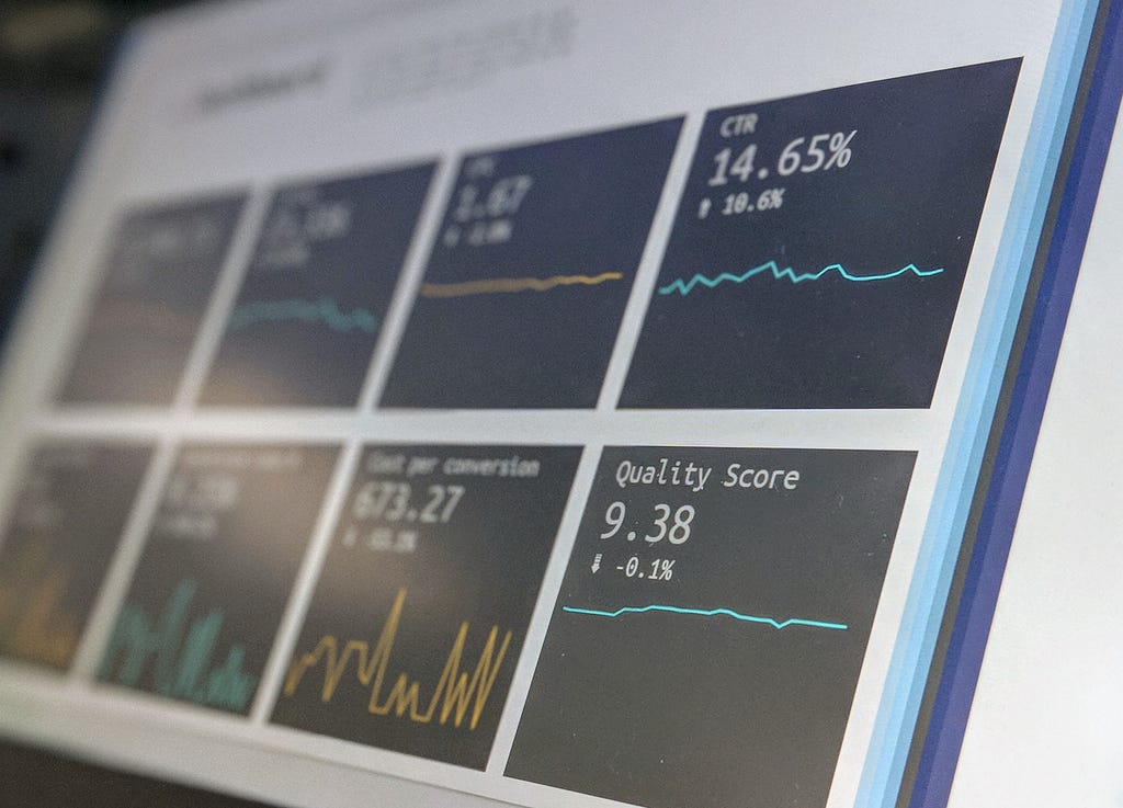 close up of metrics on a dashboard