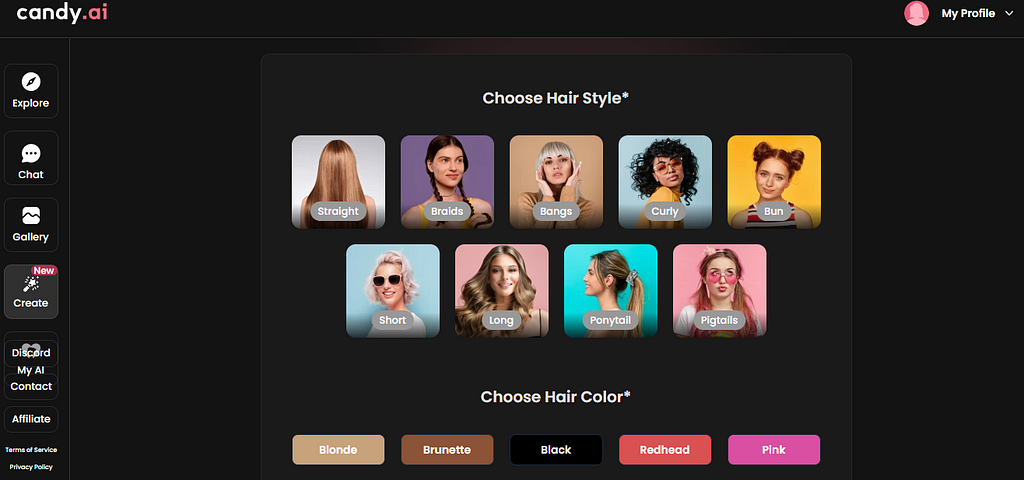 choosing hari color of your favorite AI girlfriend