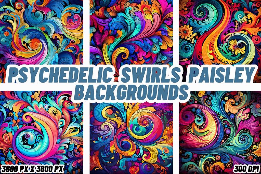 Psychedelic Swirls Paisley Backgrounds Graphic Backgrounds