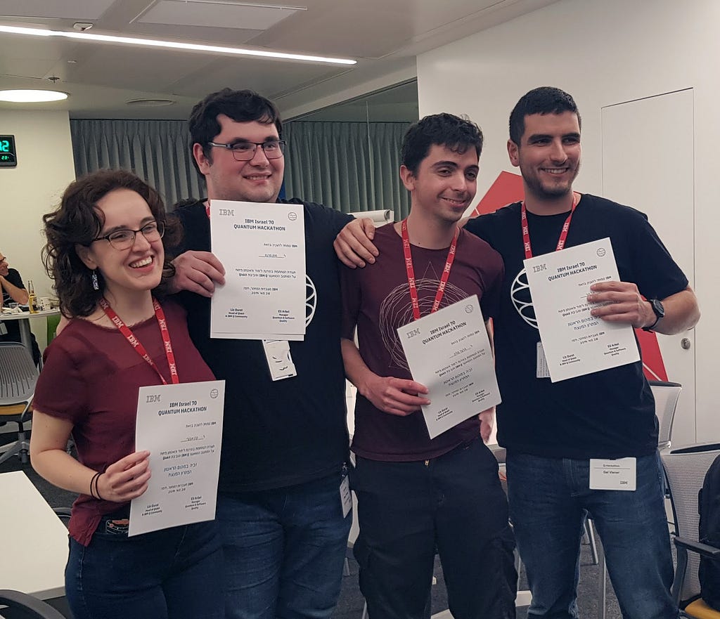 Four students holding certificates