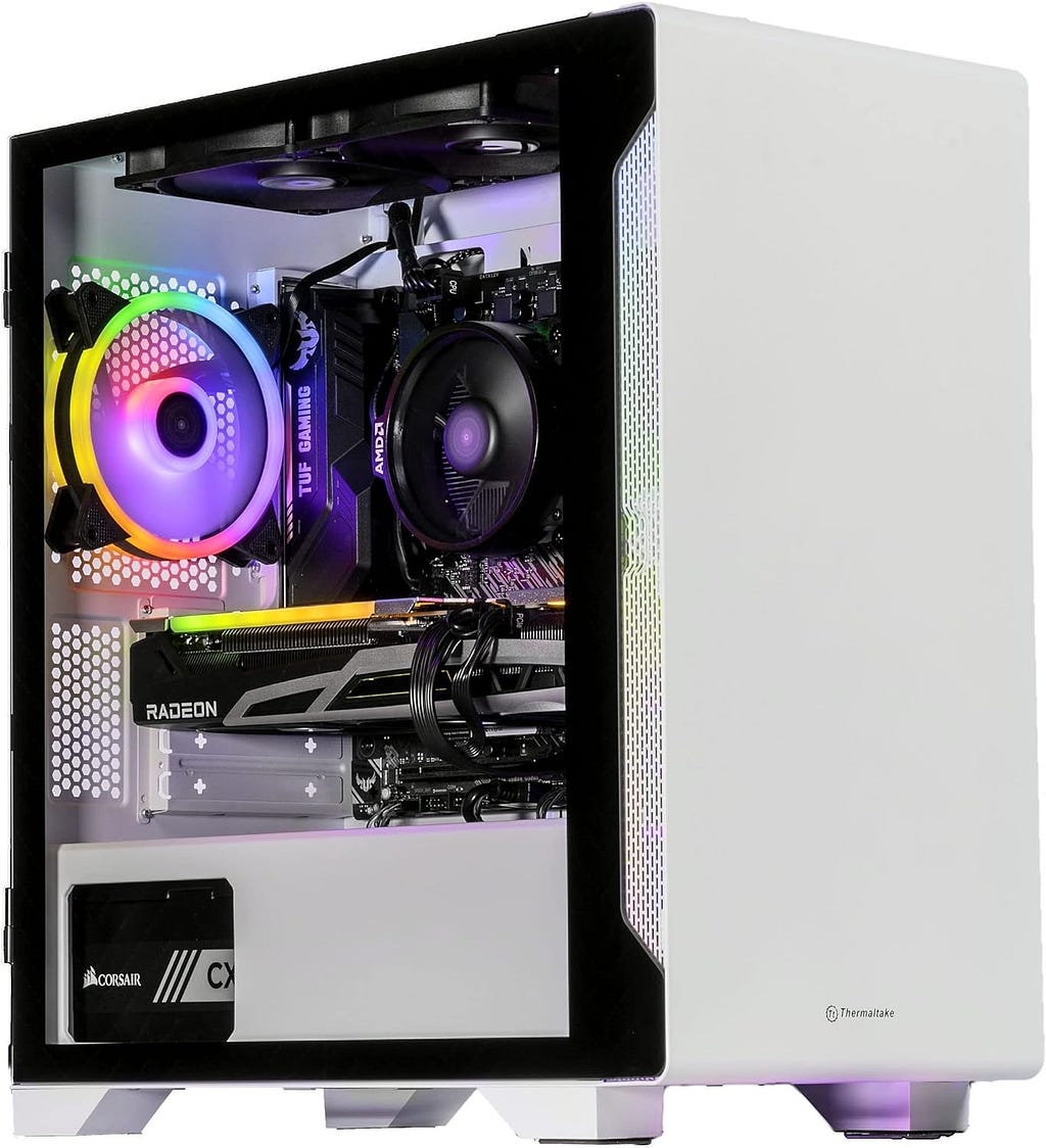 Velztorm Nix Custom Built Gaming Desktop PC Snow White (AMD Ryzen 5 5600X 6-Core, 128GB RAM, 8TB PCIe SSD, Radeon RX 6900 XT, 1xUSB 3.2, 3xUSB 3.0, 1xHDMI, Win 10 Pro)