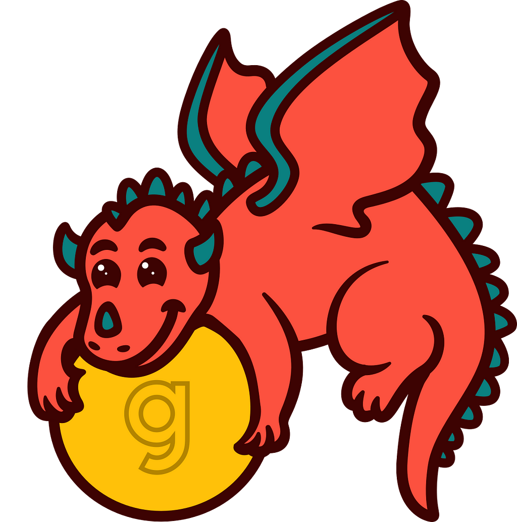 The HAPII logo — A dragon holds a gold coin with a Gusto “g” on it.