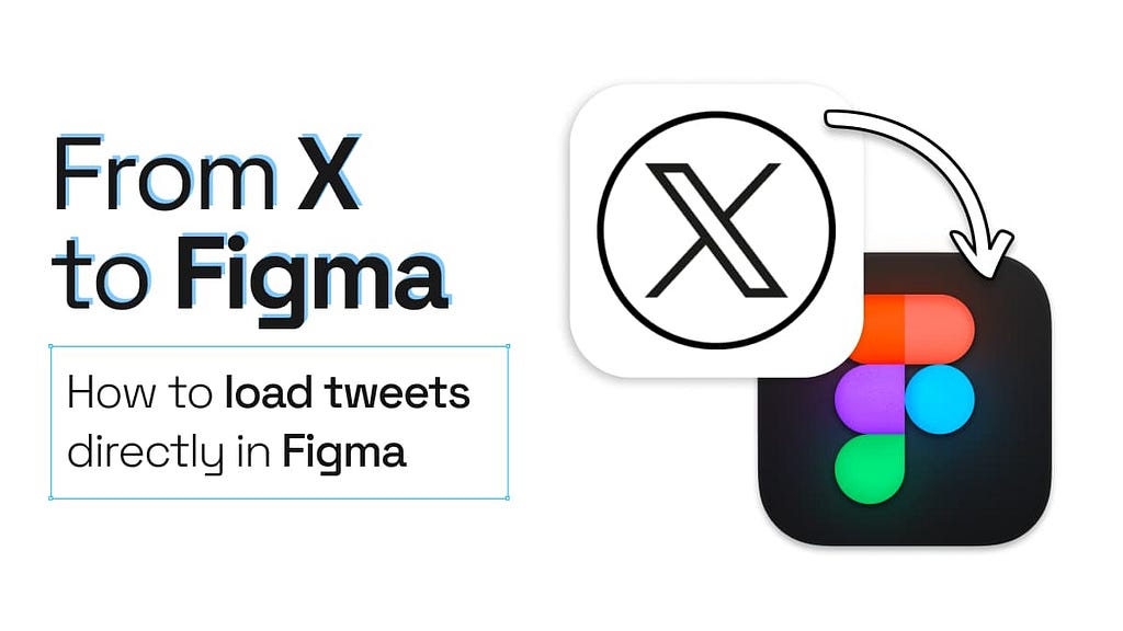 X logo with an arrow pointing into a Figma logo and the title How to load tweets directly in Figma.