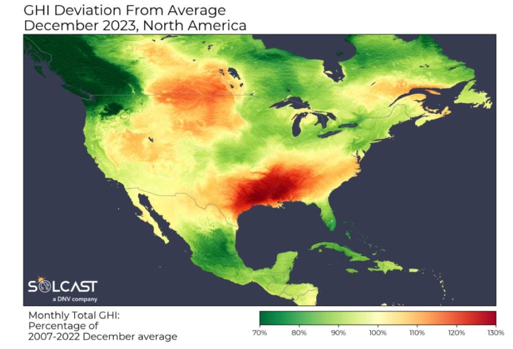 The North American map of Global Horizontal Irradiance