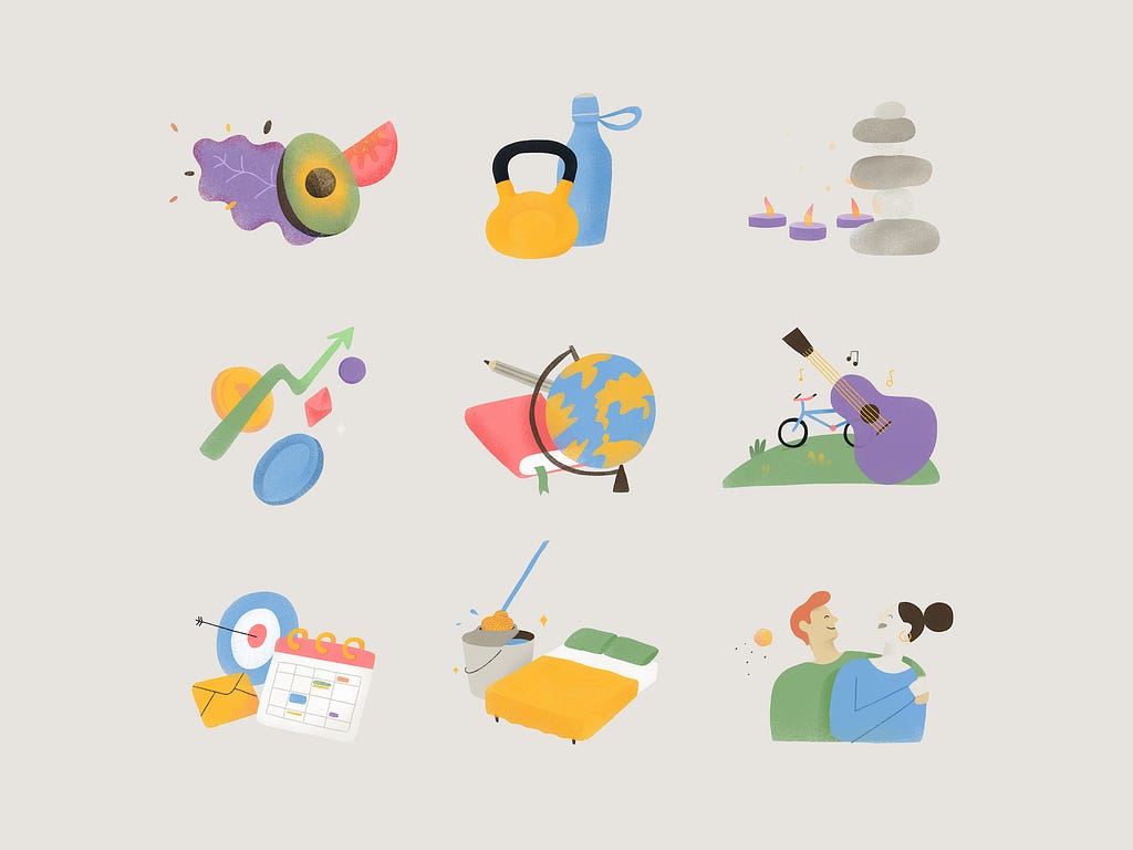 Habits’ app illustrations by Z1