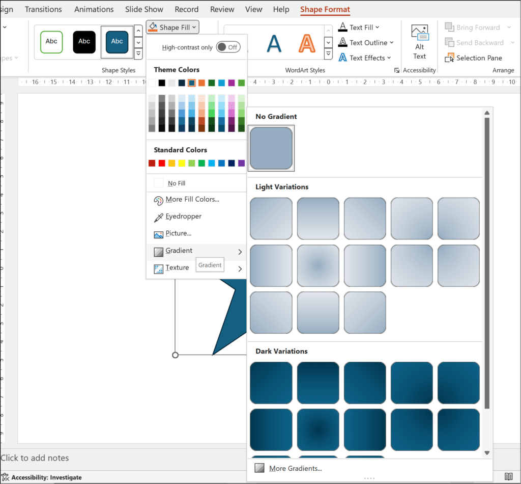 Add a gradient colour to your shapes in PowerPoint