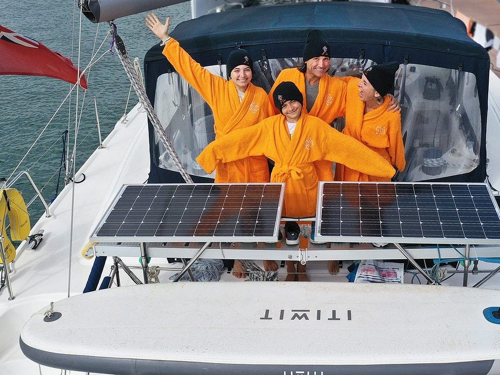 The family on the boat.