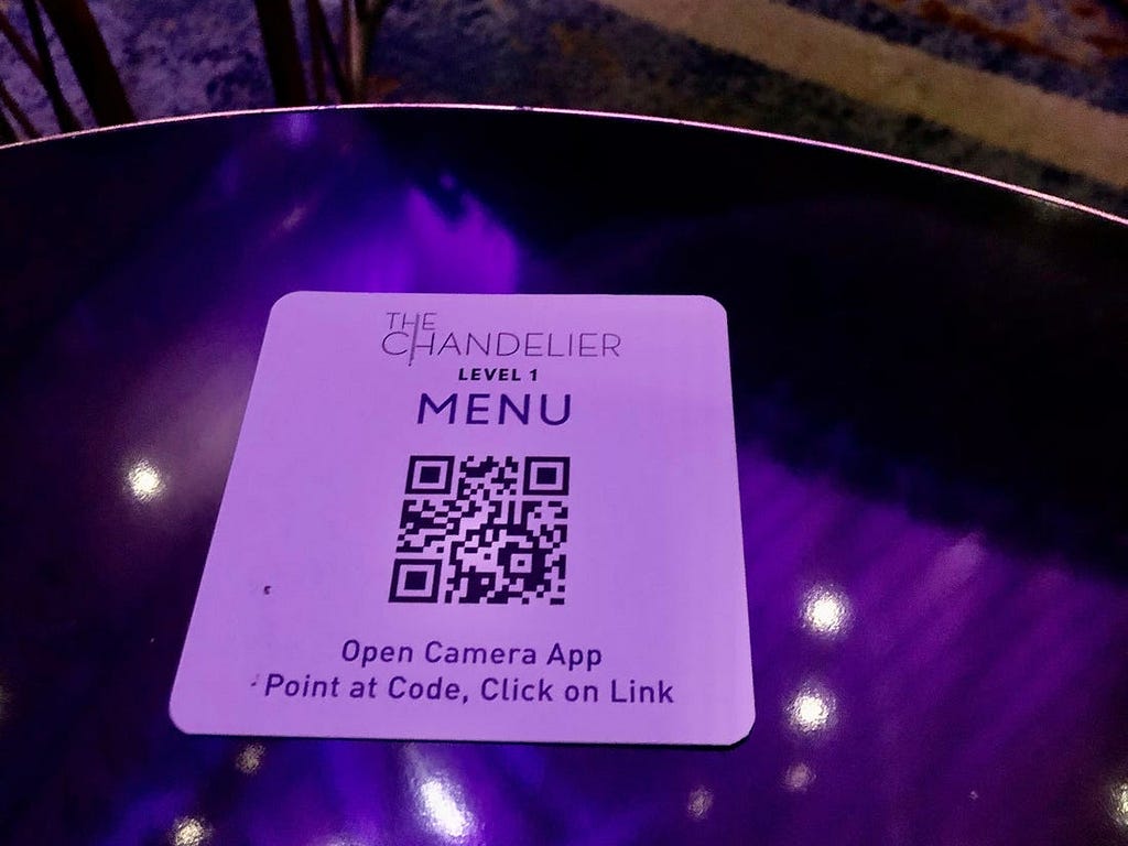 Most menus we encountered were QR codes.