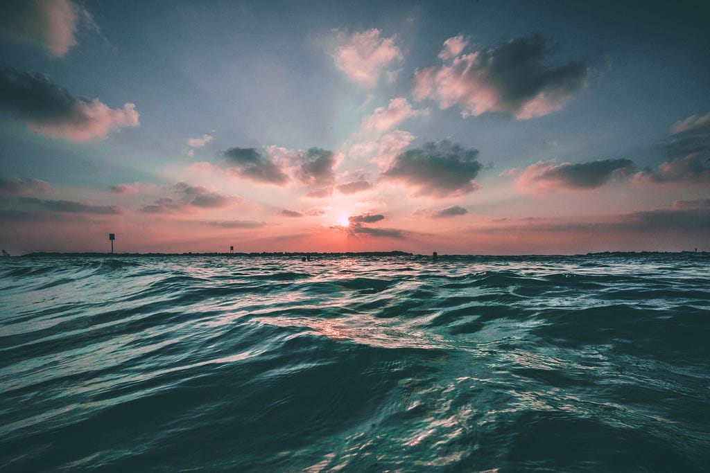 Beautiful red sunset over the ocean