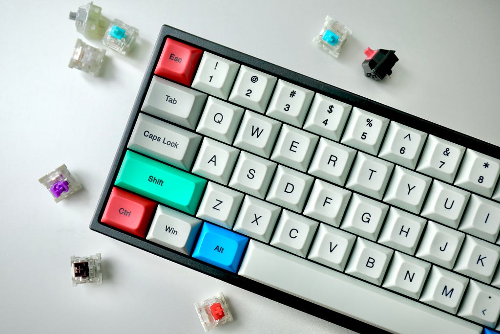 Image of a keyboard with coloured keys