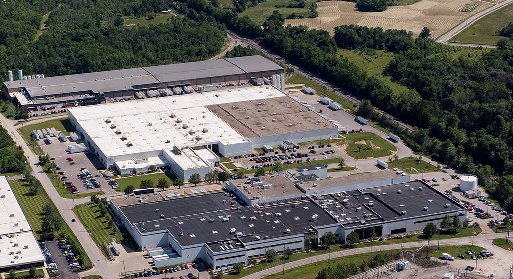 An Aerial View of the L’Oréal USA Facility with Solar System in Florence.