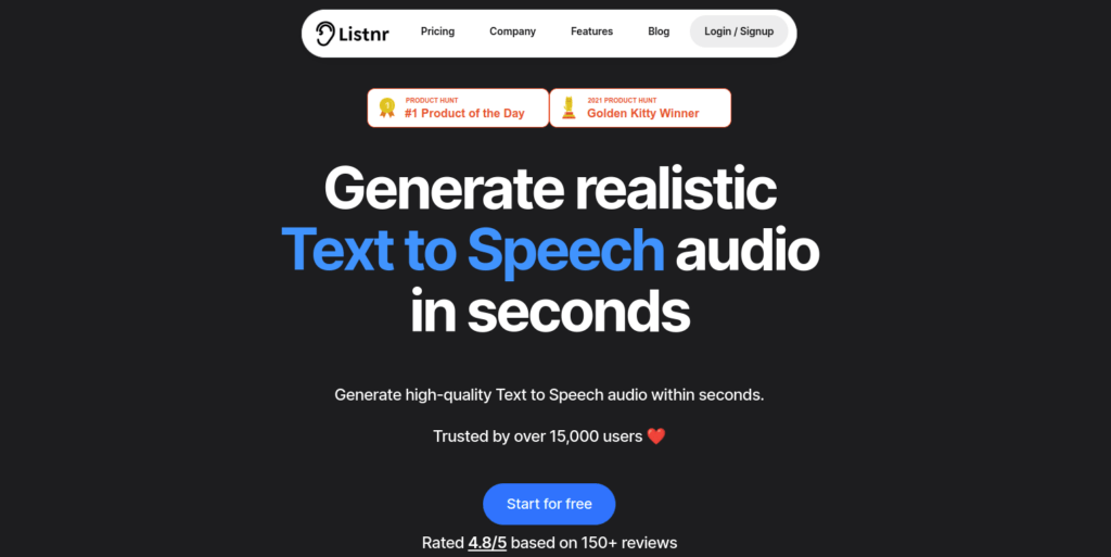 Listnr AI voice generator