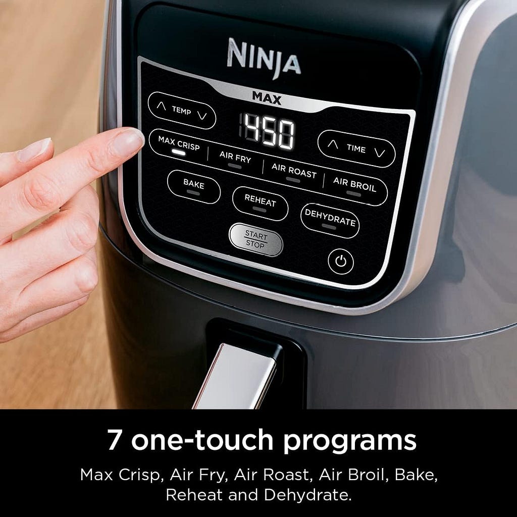 Ninja AF150AMZ Air Fryer XL, 5.5 Qt. Capacity that can Air Fry, Air Roast, Bake, Reheat  Dehydrate, with Dishwasher Safe, Nonstick Basket  Crisper Plate and a Chef-Inspired Recipe Guide, Grey