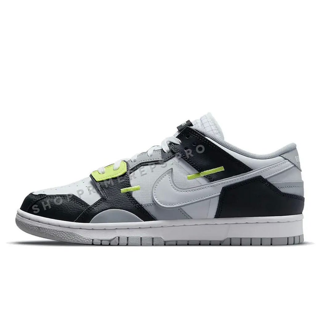 Nike Dunk Low Scrap Black/White/Wolf Grey/LT Lemon Twist - Prime Reps