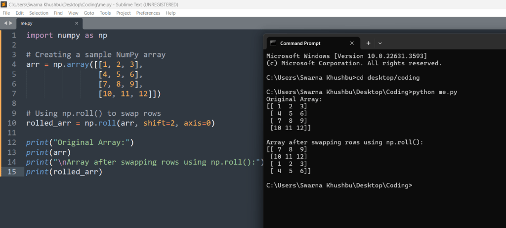 Swap two rows in a NumPy array with ease!