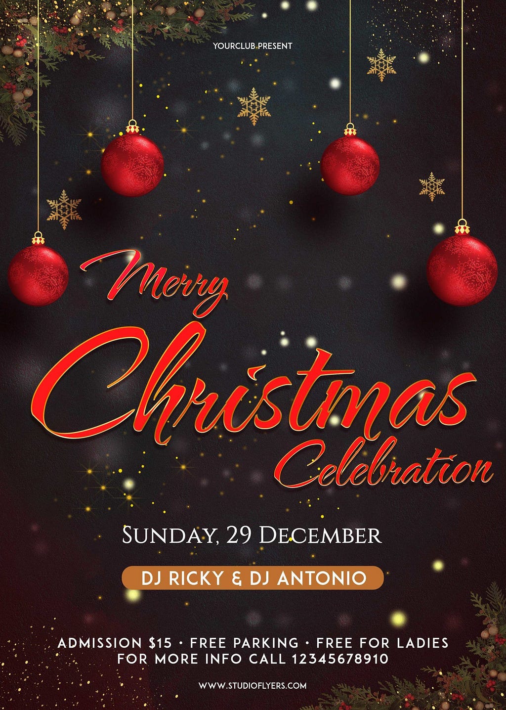 XMAS Event Free PSD Flyer Template Открытки